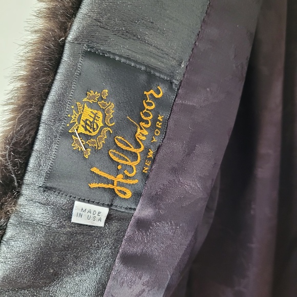 VINTAGE 70s Luxurious Faux Mink Fur‎ Coat Hillmoor Silk Lining Black Brown XL - Picture 7 of 11